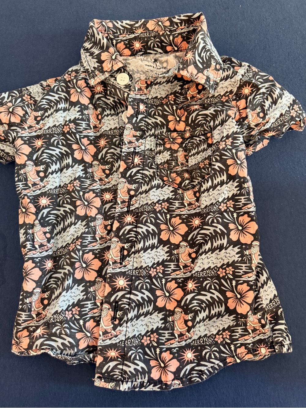 Kids Short-Sleeve Floral & Surf Print Shirt